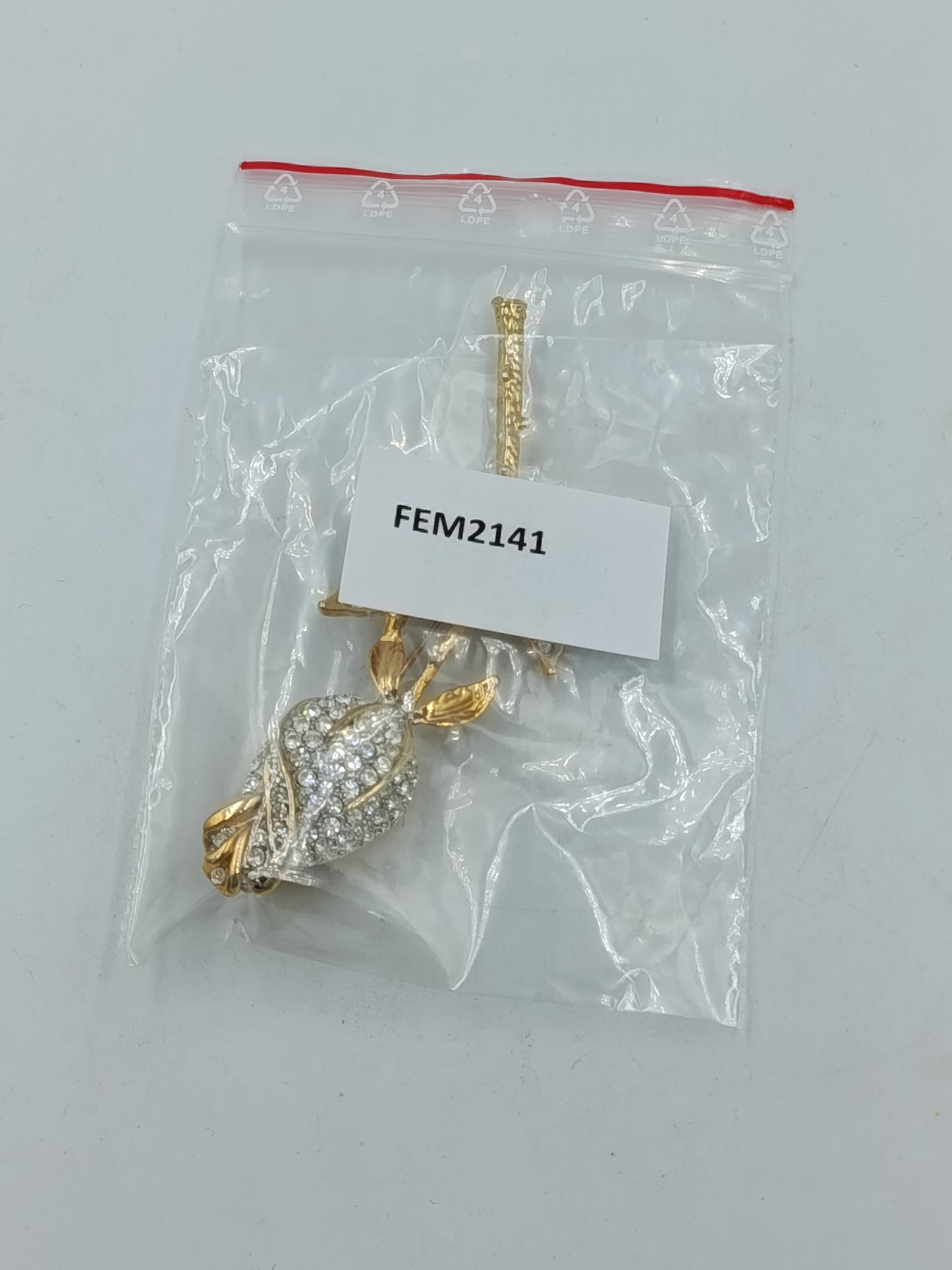 Vintage Rosen Brosche Goldfarben mit Strass Blume elegant