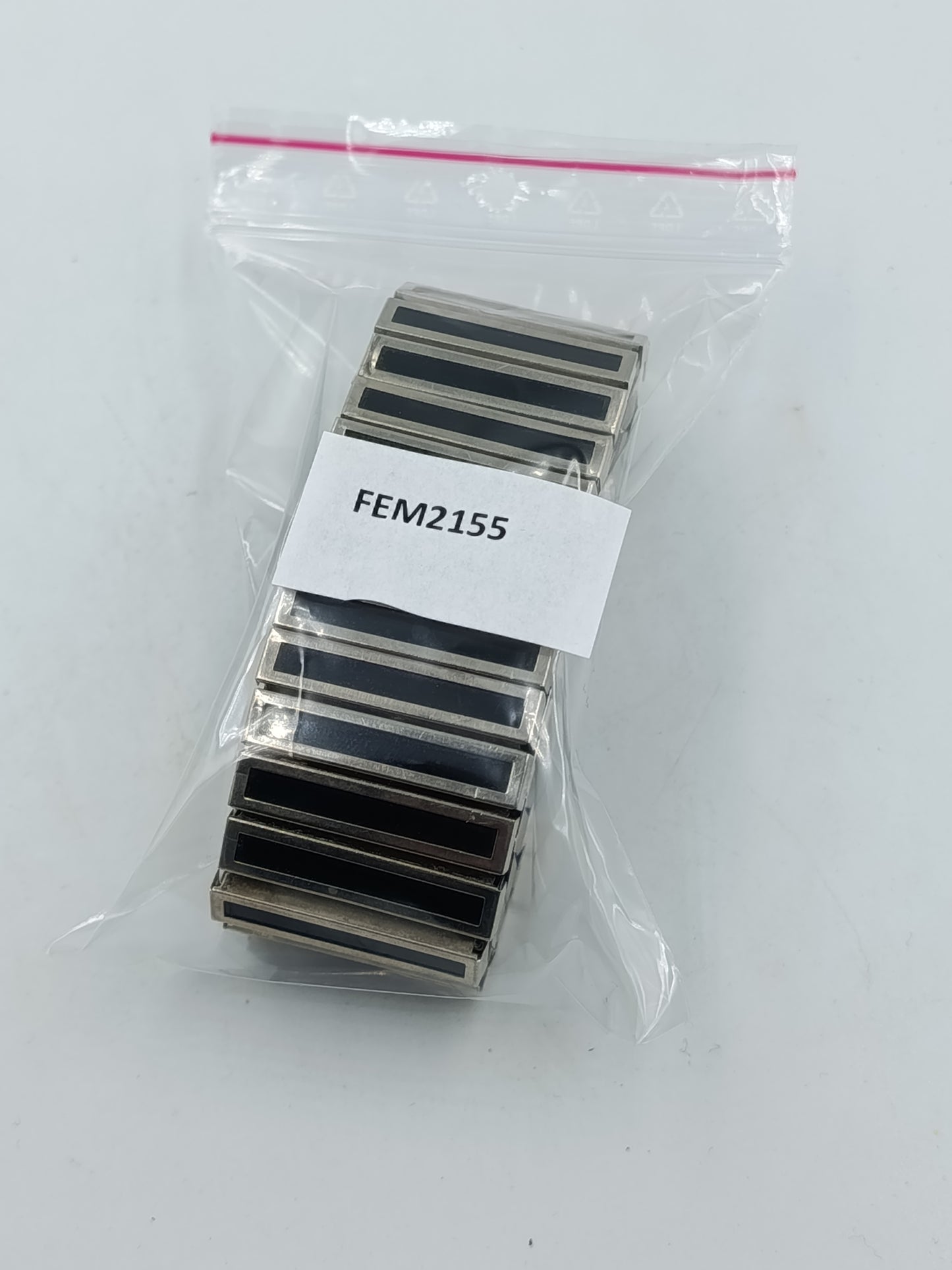 Breites elastisches Armband silber schwarz modern massiv Design