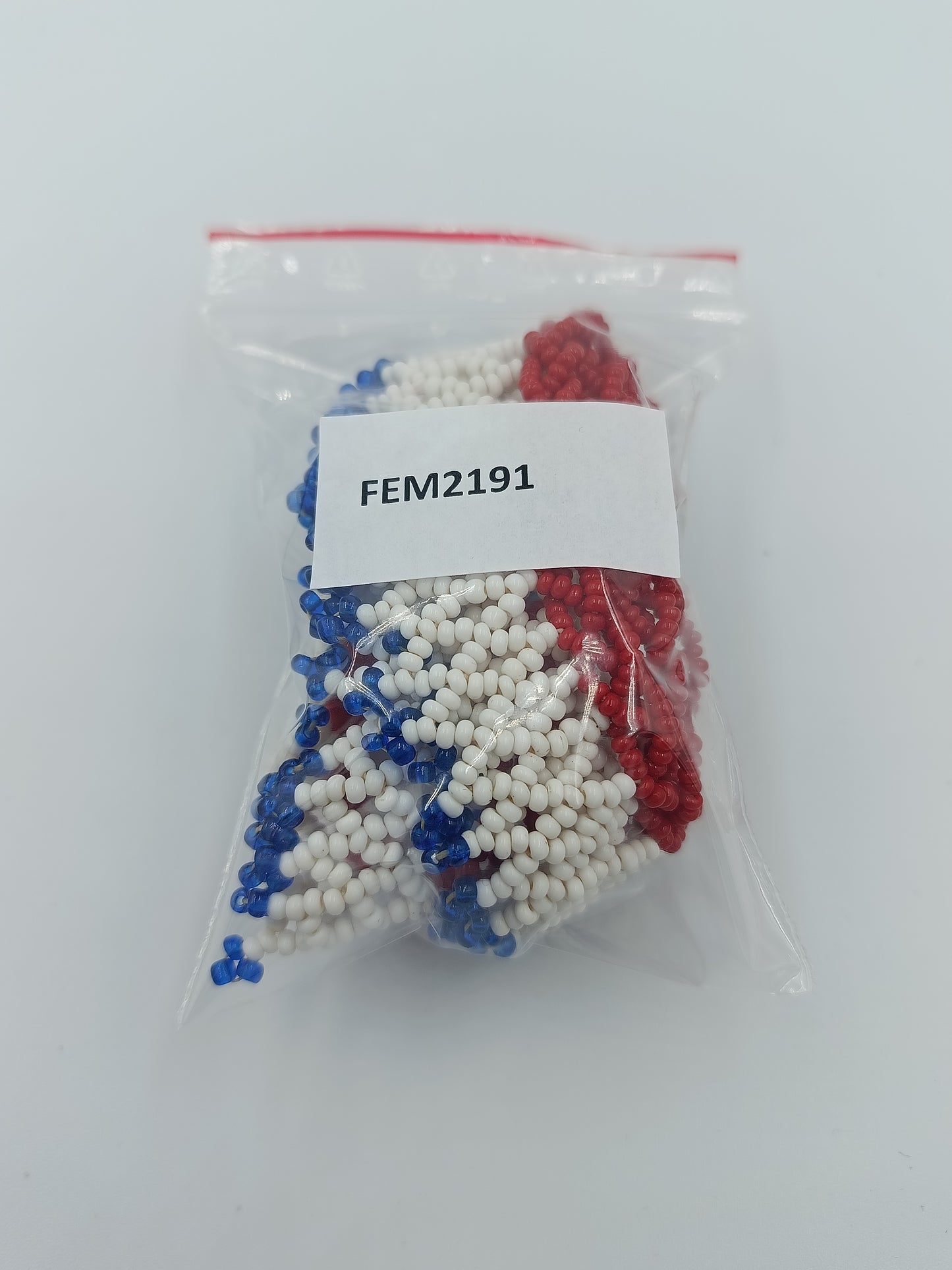 Vintage Perlenkette Rot Weiß Blau Handgefertigter Ethno Schmuck