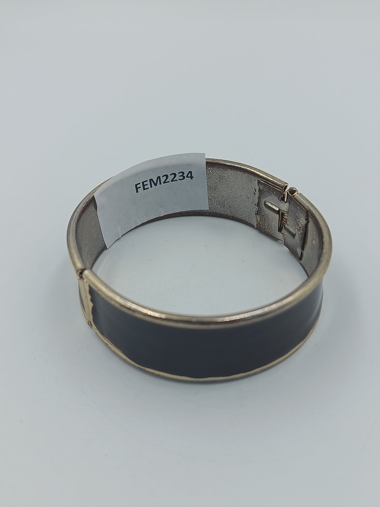 Vintage Armreif mit Emaille schwarz goldfarben Klappverschluss