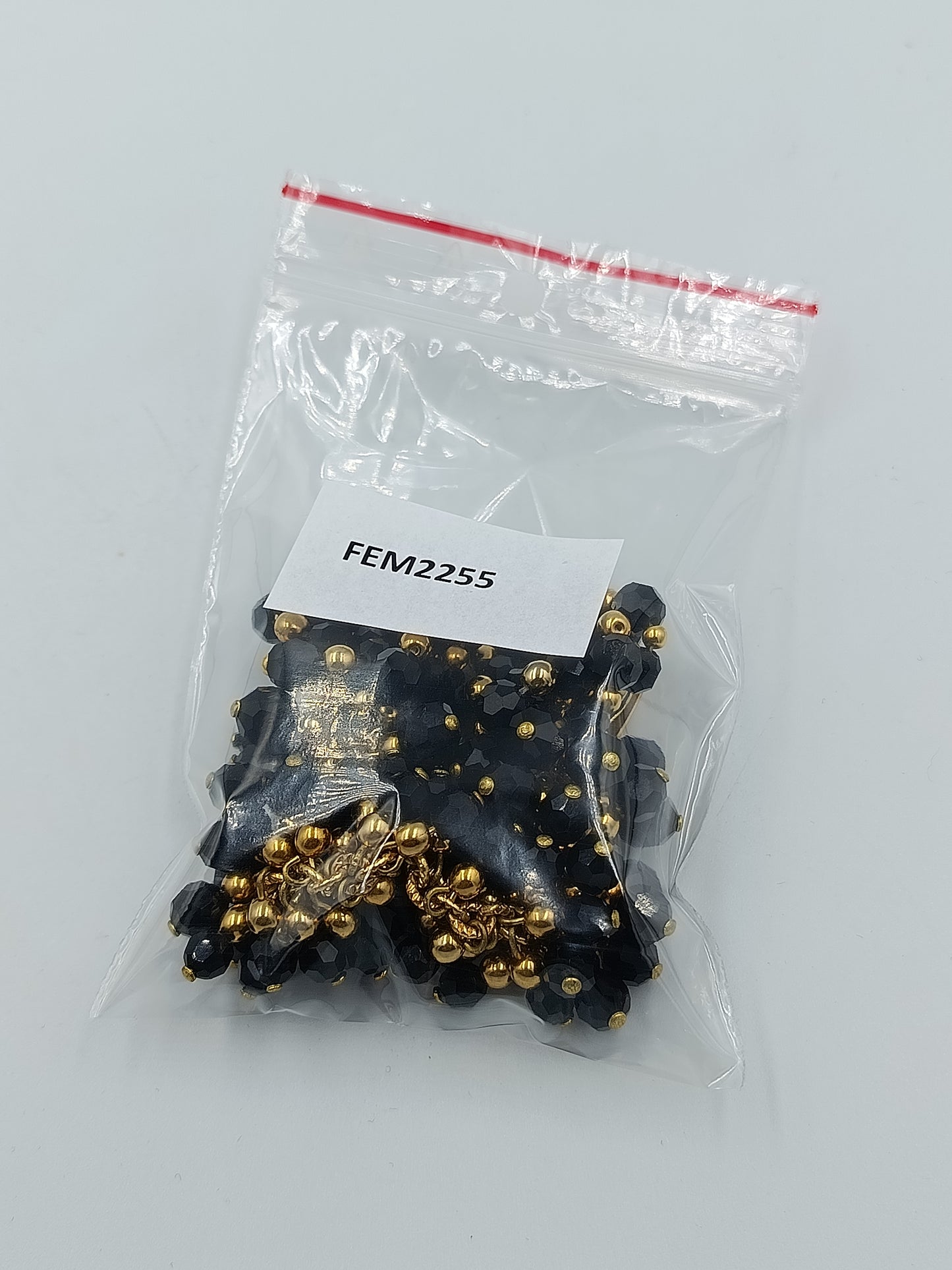 Vintage Statement Ohrclips Schwarz Gold – Facettierte Glasperlen