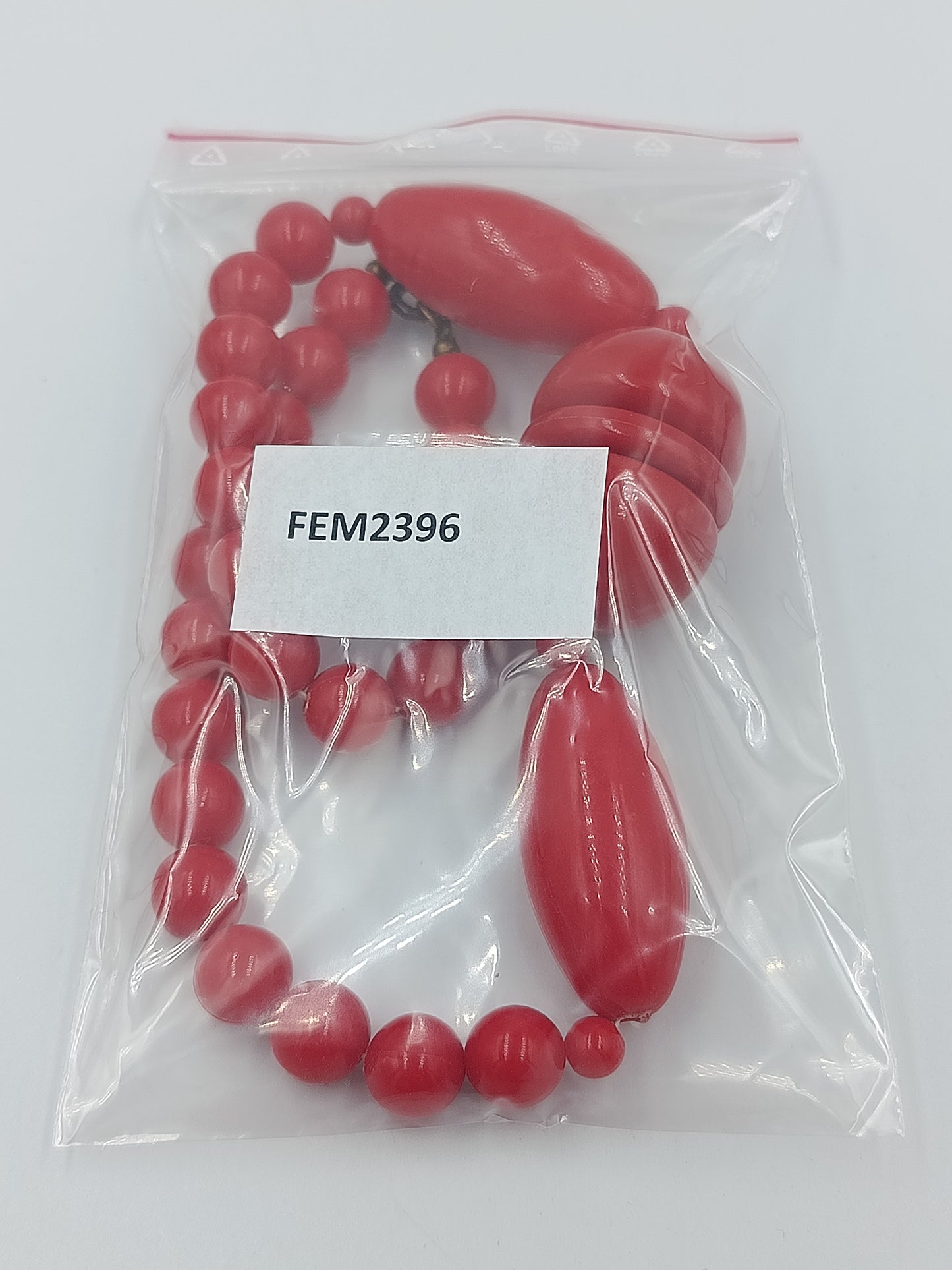 Statement Kette Rot große Perlen Vintage Halskette auffällig Modeschmuck