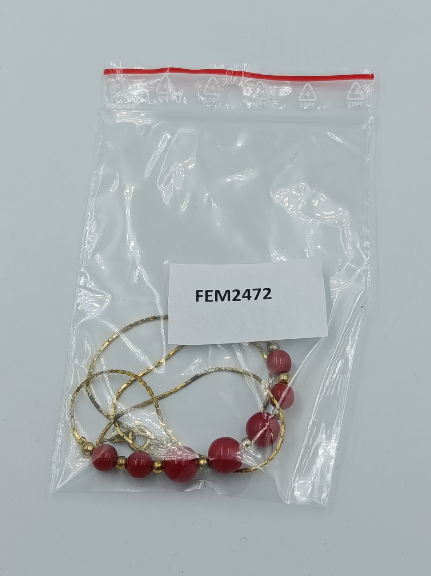 Vintage Feine Kette im Vintage Stil mit kleinen roten Perlen