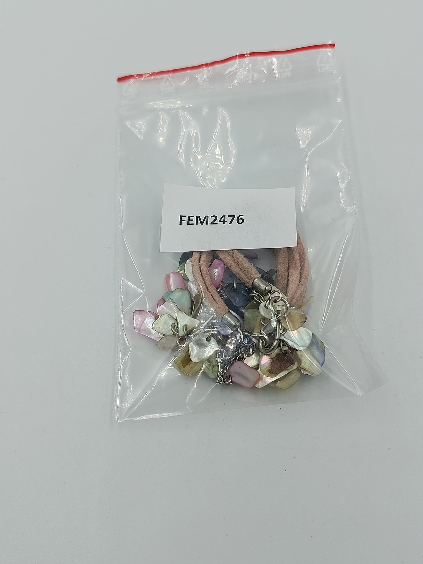 Schöne Vintage Perlmutt Kette bunt verspielt elegant