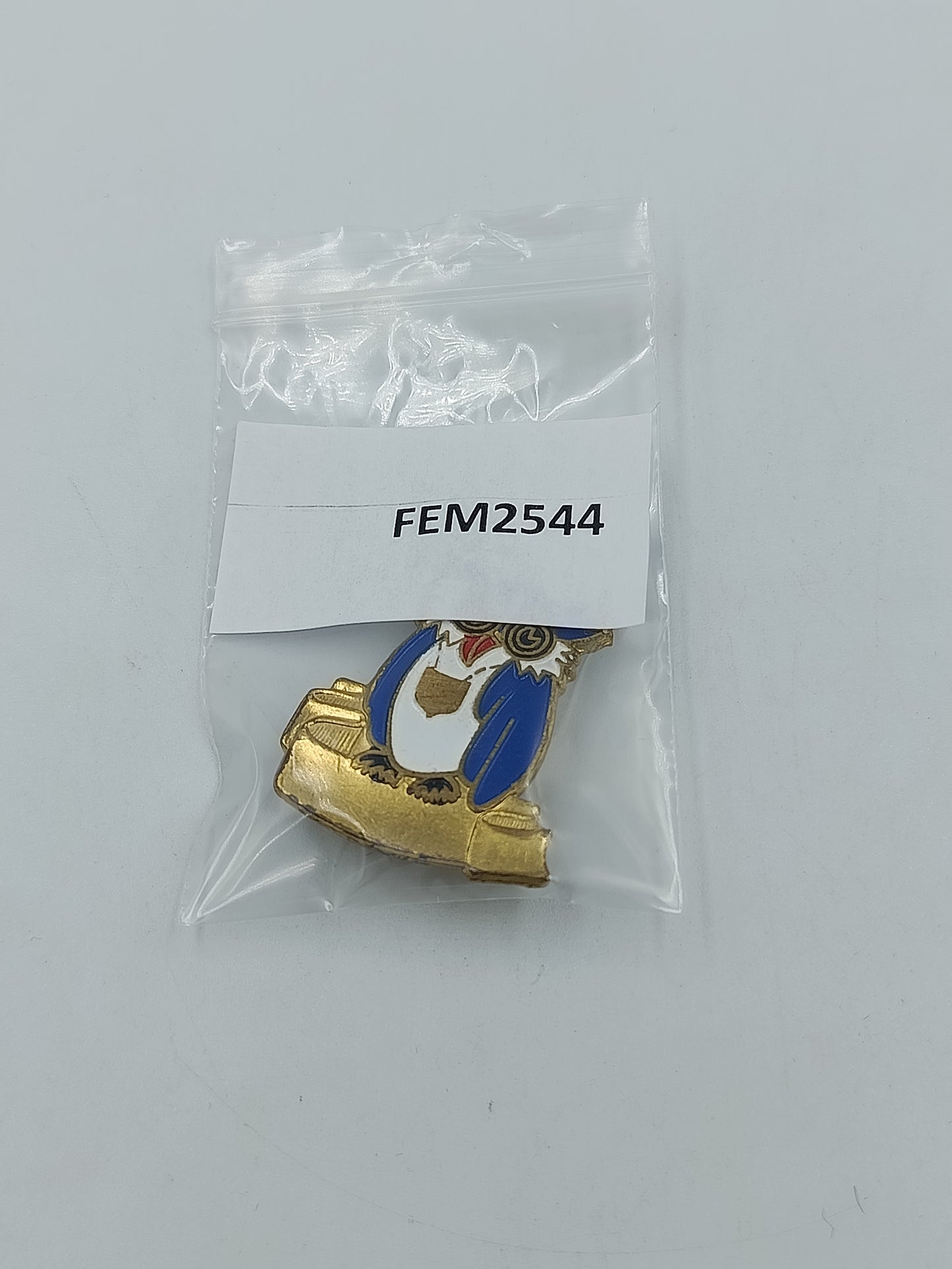 Vintage Eulen Brosche Blau Gold – Emaille Tiermotiv Pin