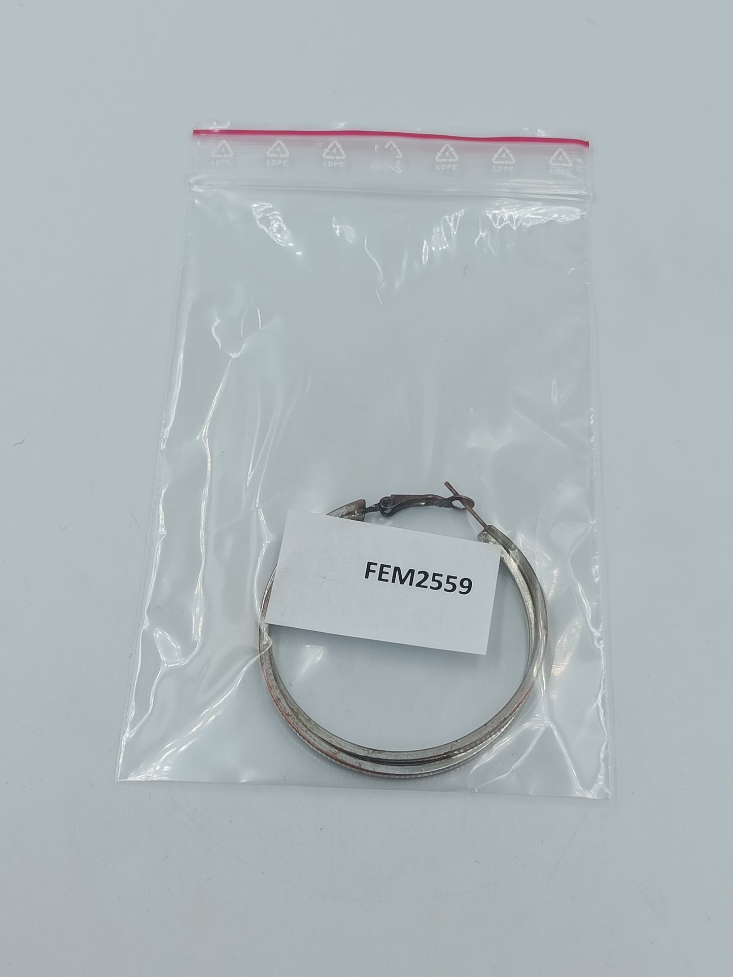 Creole Ohrring einzeln – Metall zweifarbig Silber Kupfer Look – 5 cm