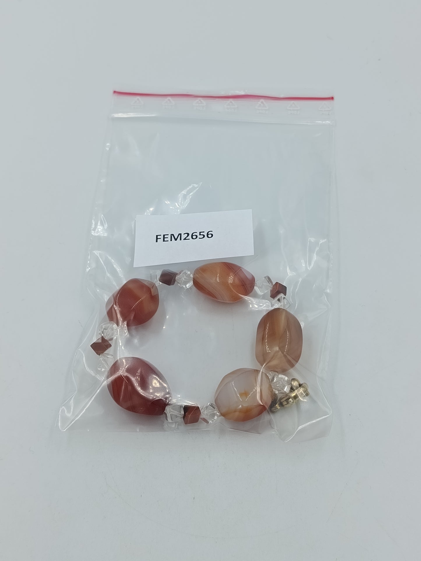 Vintage Armband Achat Glas Kristall Perlen Orange Braun