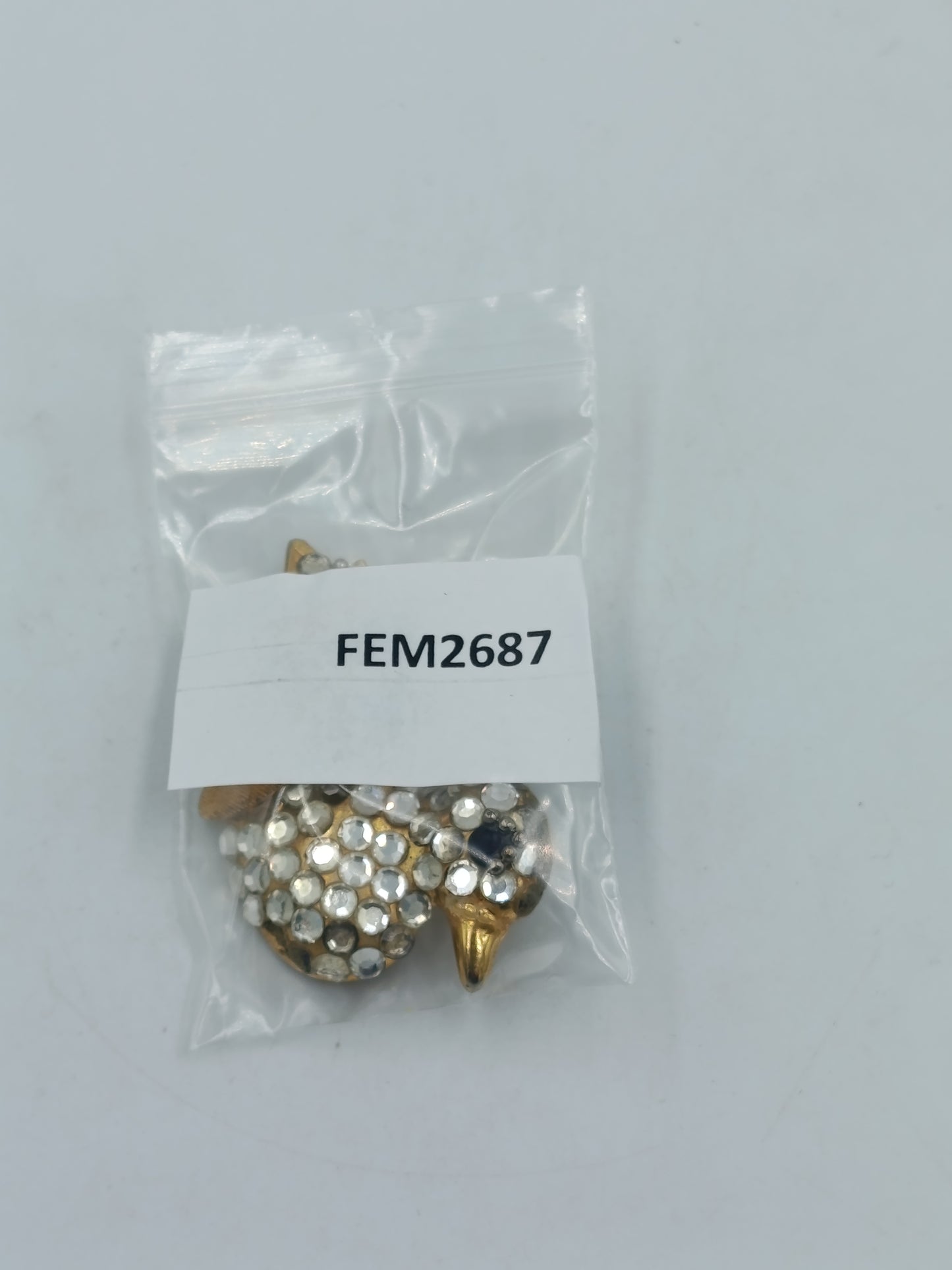 Vintage Vogel Brosche Strass Goldfarben Elegant