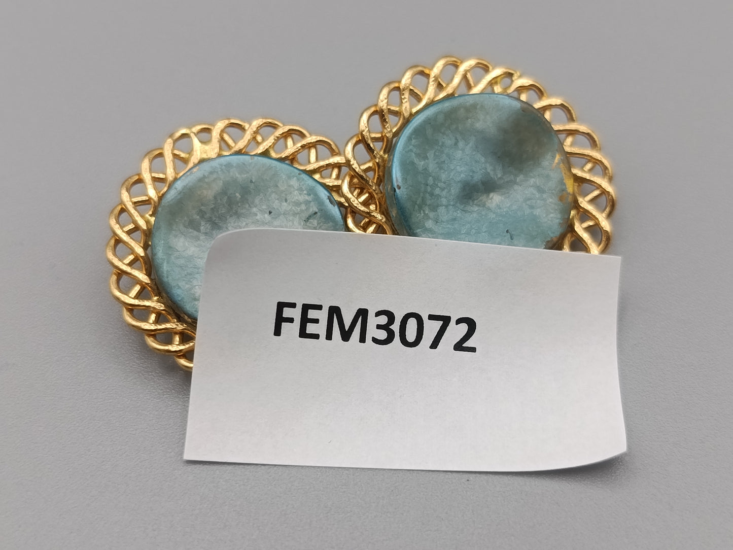 Elegante Vintage Ohrclips mit blau-grünem Stein