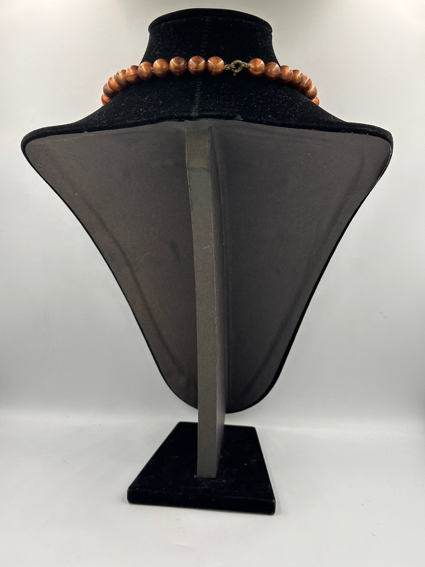 Vintage Schicke Braune Perlen Halskett