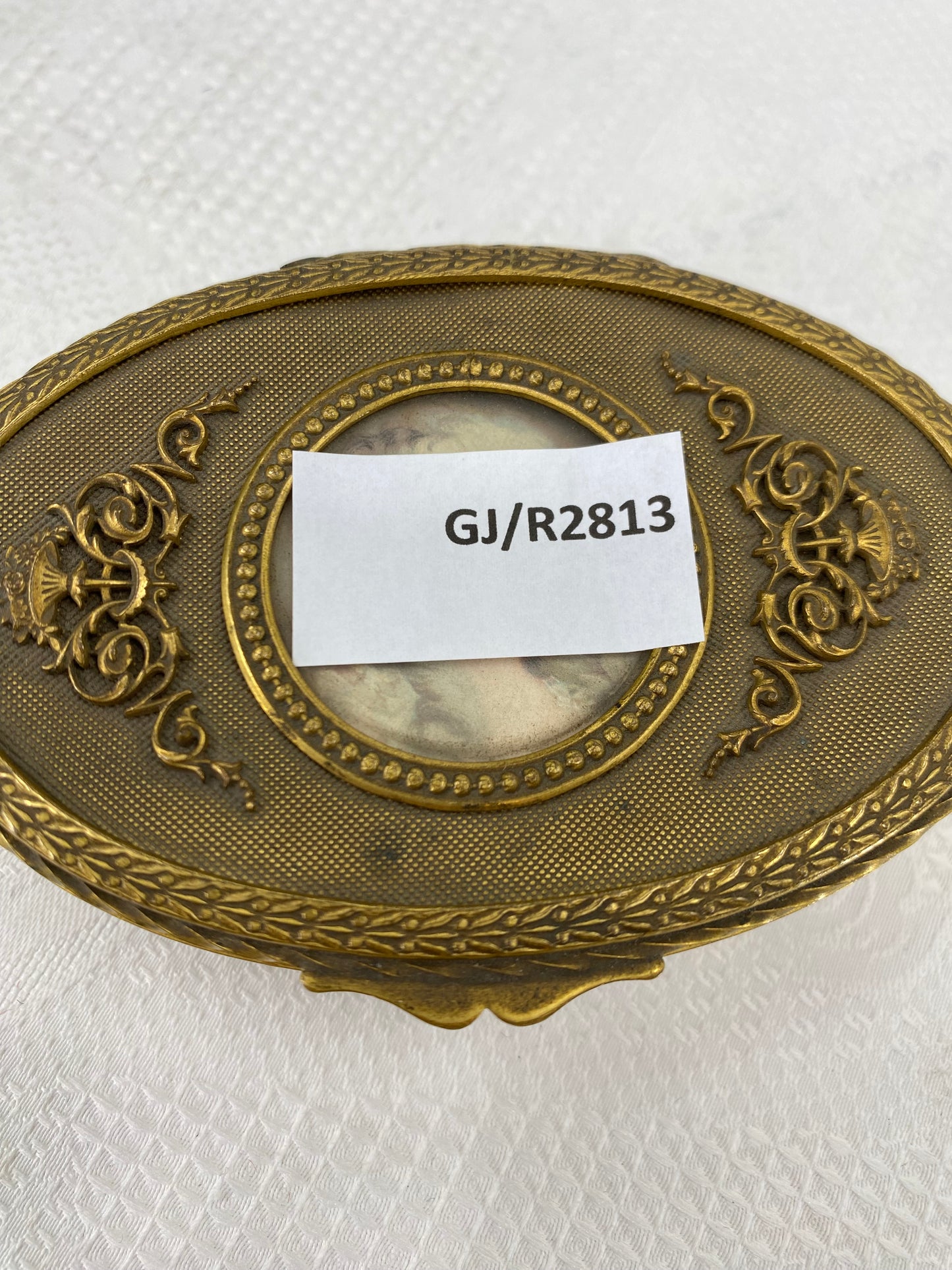 Antike französische Dore-Porträtschachtel aus Bronze