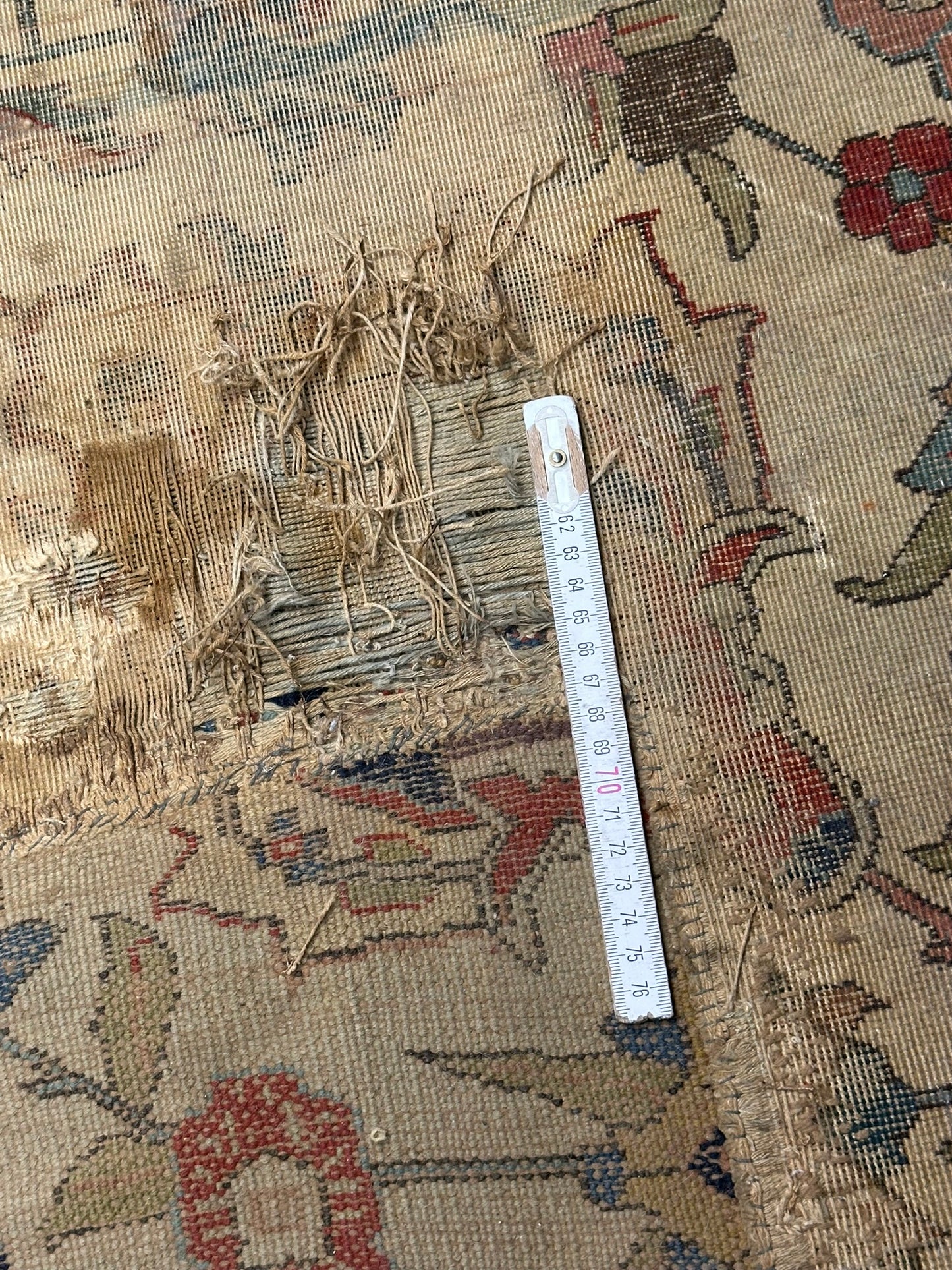 Antik Orientteppich handgeknüpft 420x310 cm Täbriz Jugendstil Naturfarben
