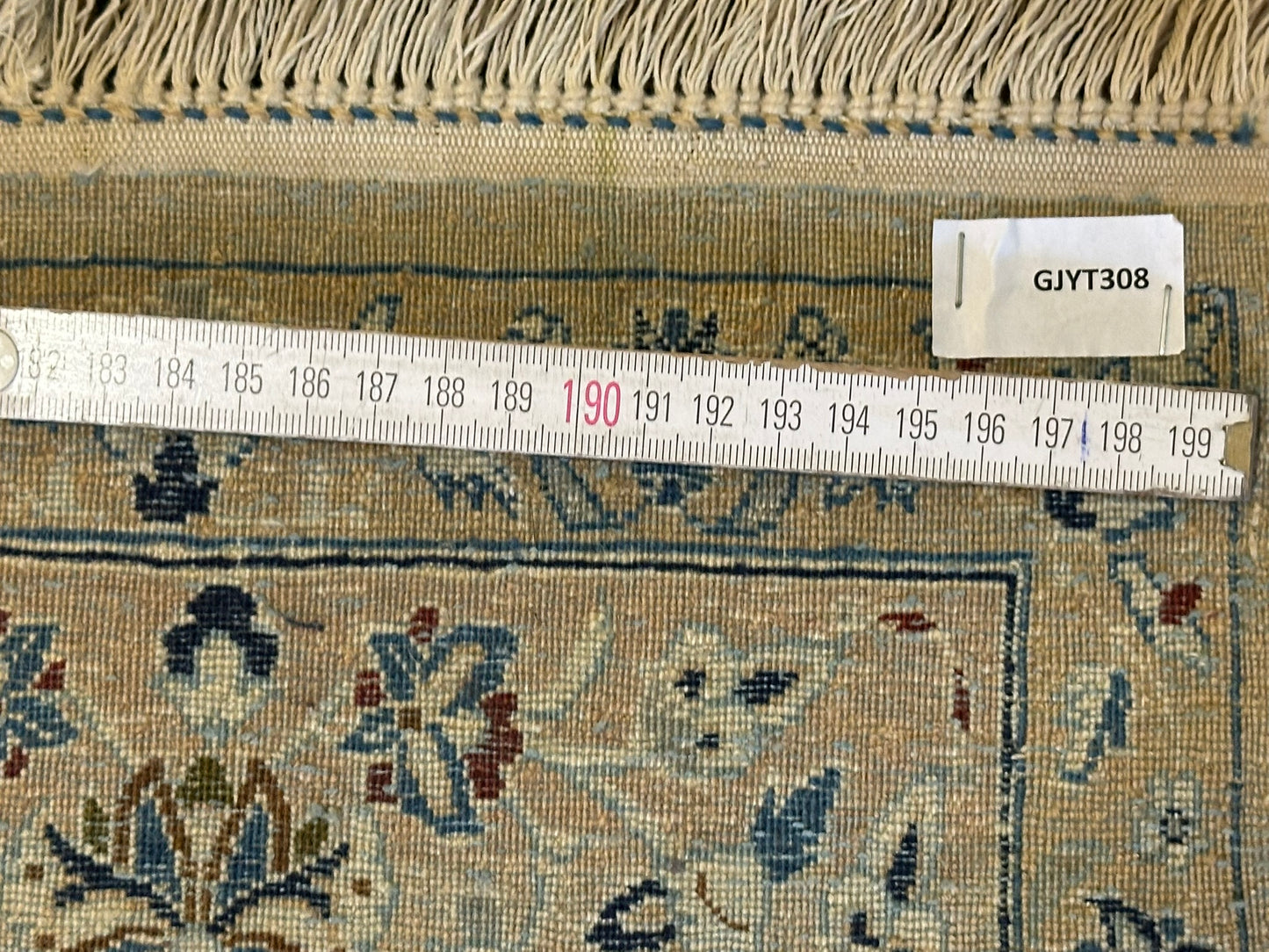 Antik Orientteppich handgeknüpft Nain 6LA mit Seide naturfarben 190x112 cm