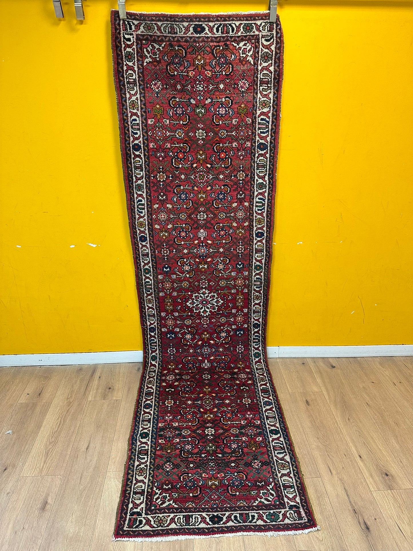 Orientteppich handgeknüpft Hamadan Läufer 300x80 cm