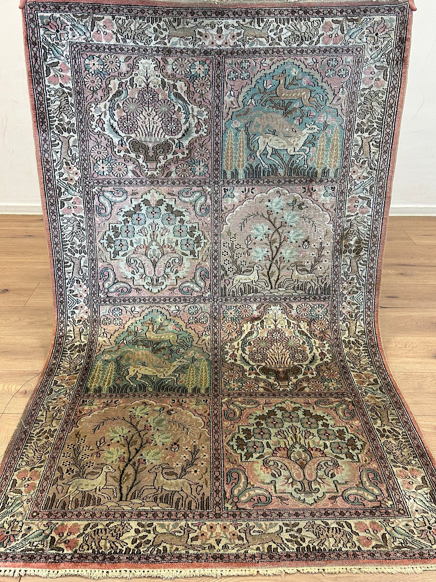 Handgeknüpfter Orientteppich Kaschmir Seide Felder 180x120 cm