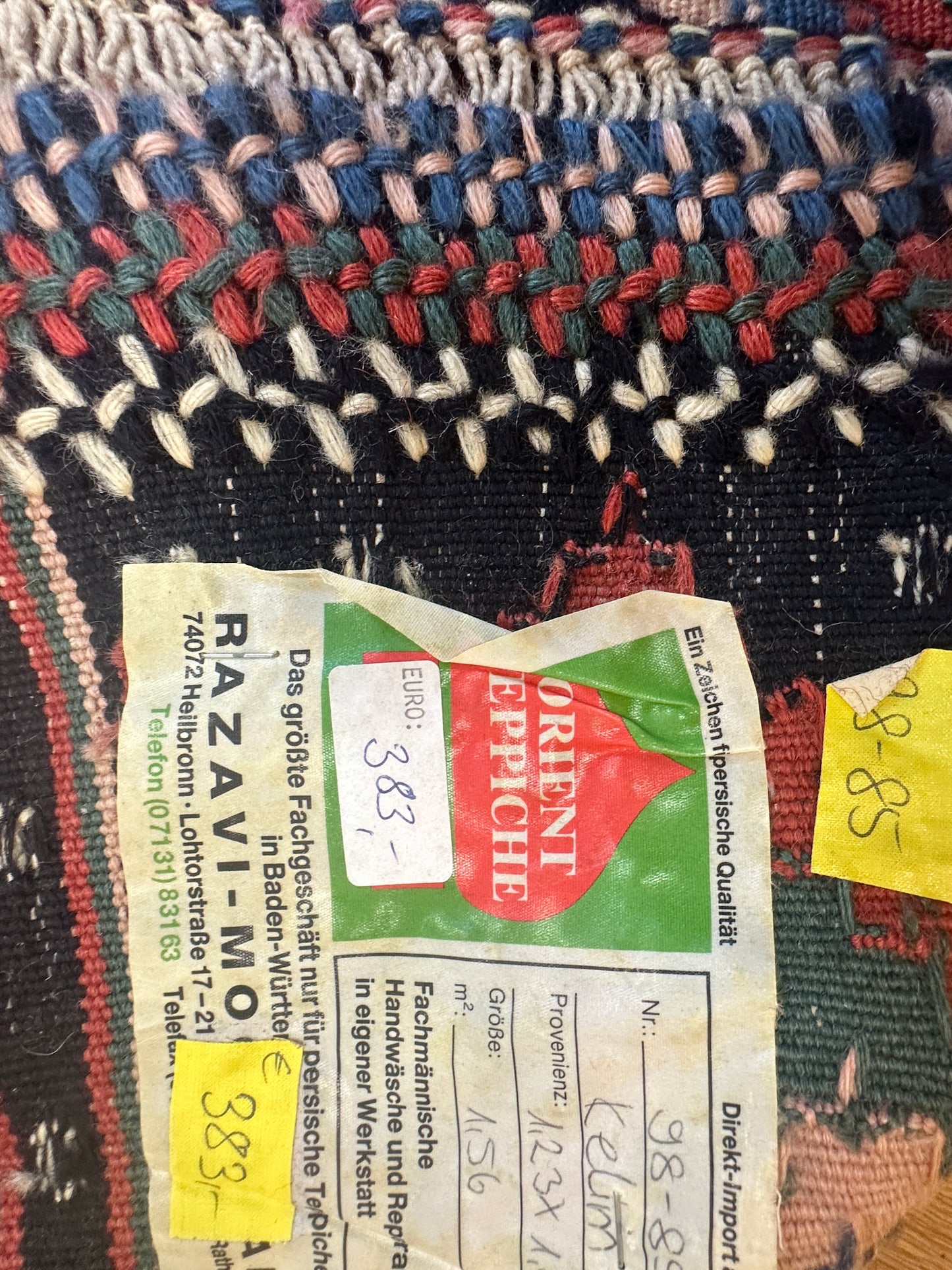 Handgeknüpfter Perser Orientteppich "Kelim" 125x130 cm