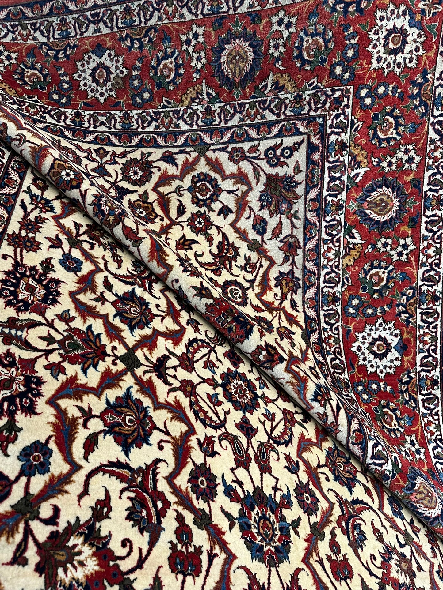 Semi AntikOrientteppich handgeknüpft Isfahan naturfarben 400x275 cm