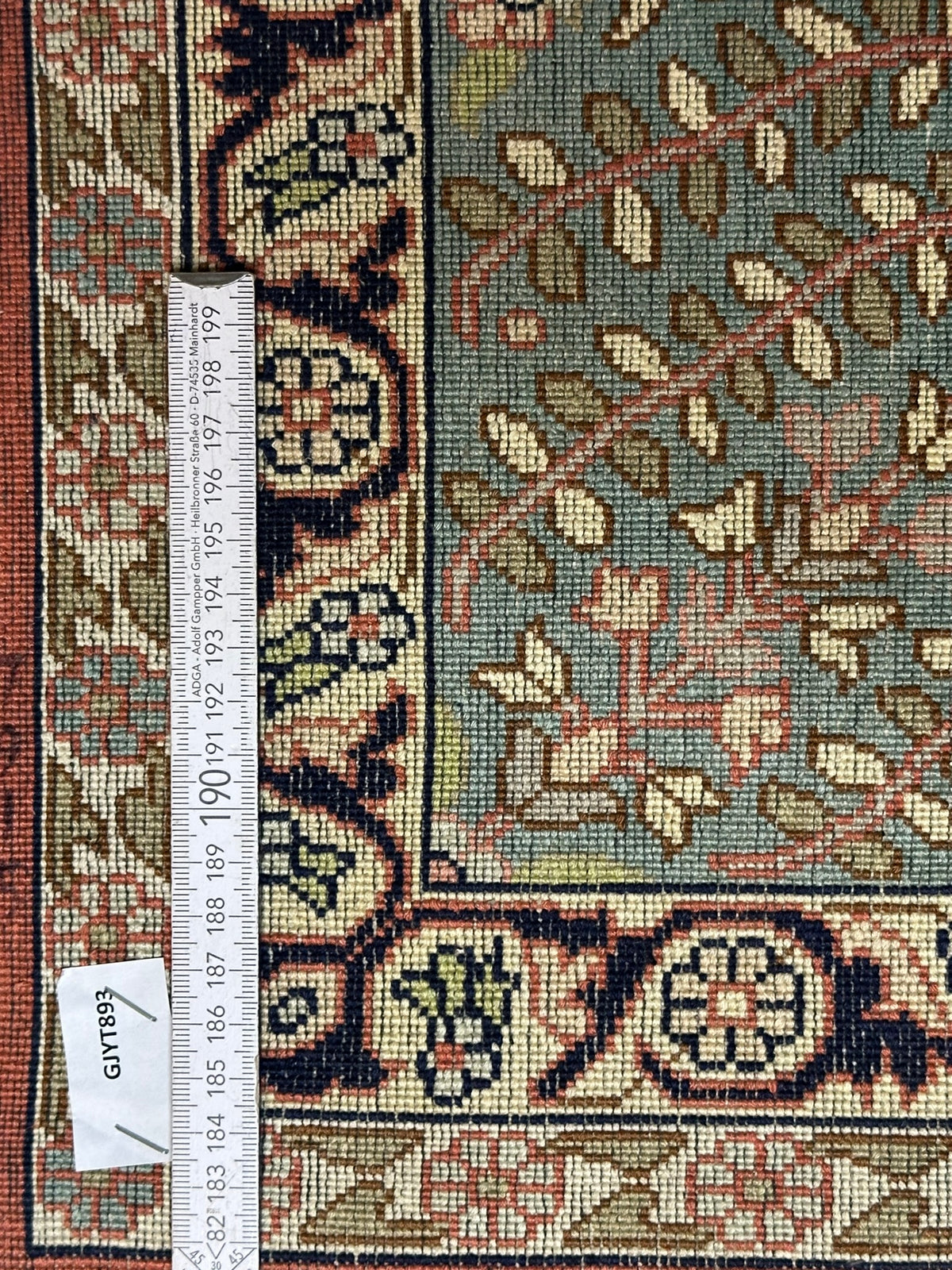Orientteppich handgeknüpft Kaschmir Felder Ghom Seide 220x160 cm