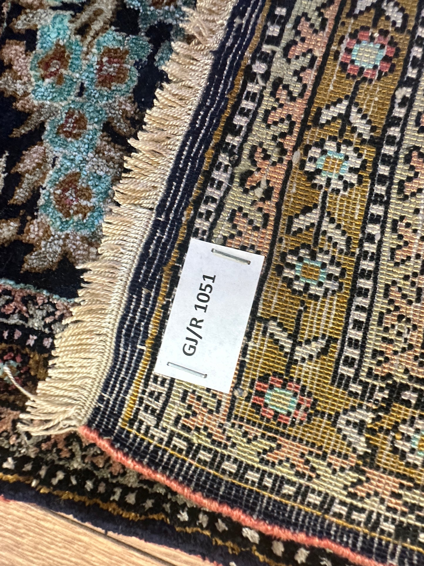 Handgeknüpfter Perser Orientteppich Ghoum Jagtmotive Seidenteppich 55x95cm