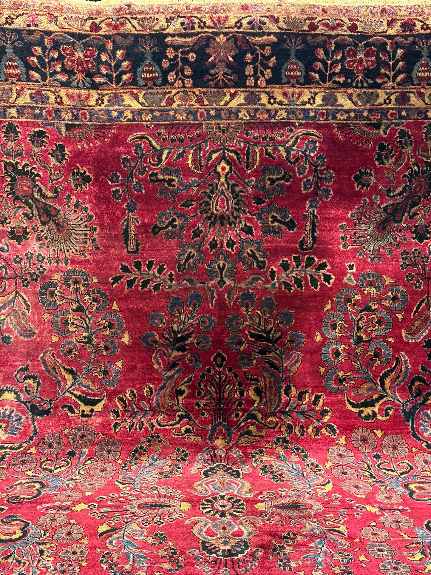 Antik Orientteppich handgeknüpft Sarough Re-Import US Jugendstil 370x275 cm