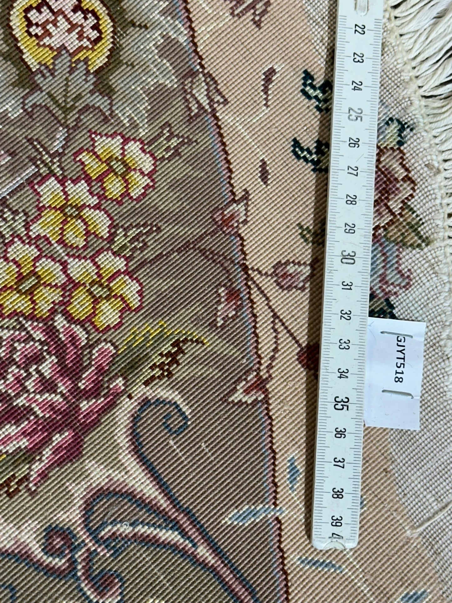 Orientteppich handgeknüpft Täbriz Korkwolle mit Seide Rund Ø 160 cm