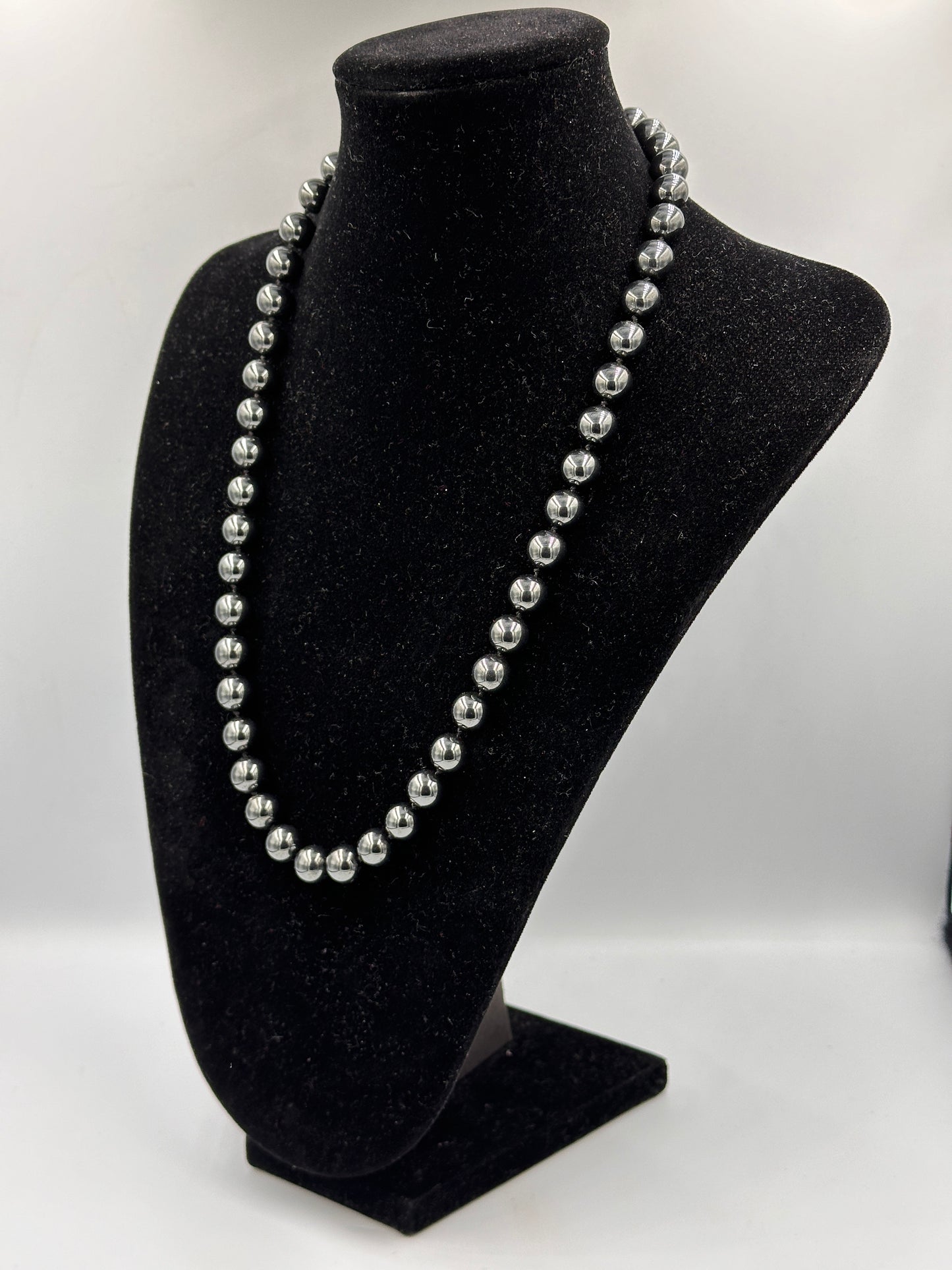 Hämatit Perlenkette mit Silber 925 Magnetverschluss