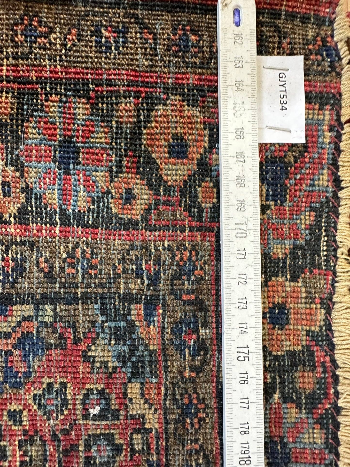 Antik Orientteppich handgeknüpft Sarough American Re-Import Wolle naturfarben 190x78 cm