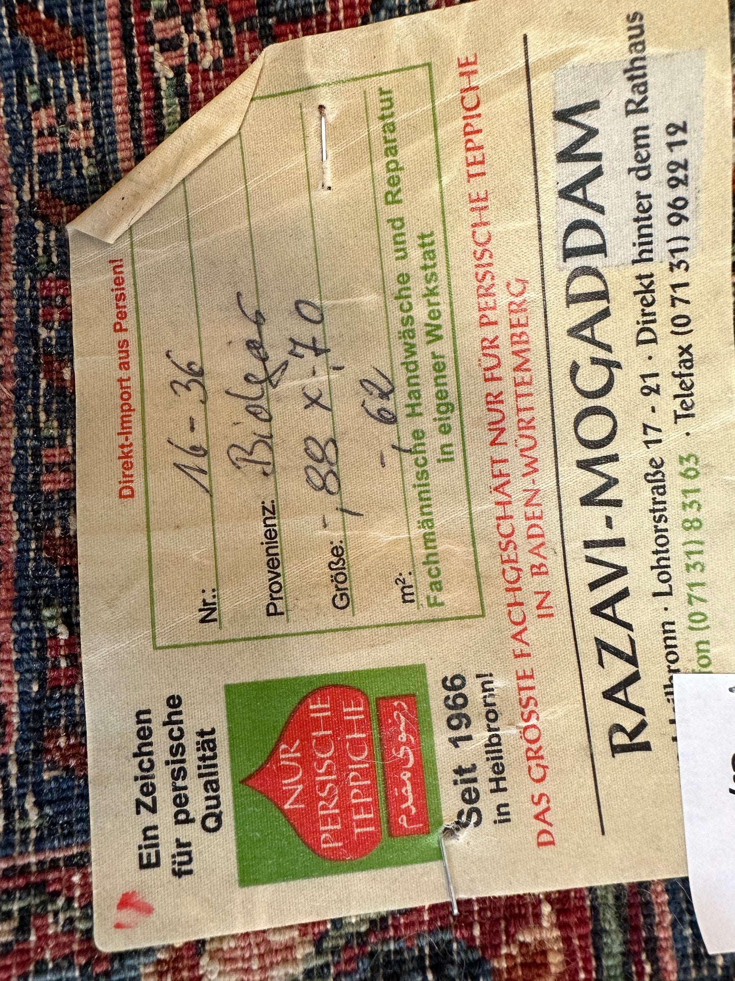 Handgeknüpfter Perser Orientteppich - Bidjar, 86x70cm