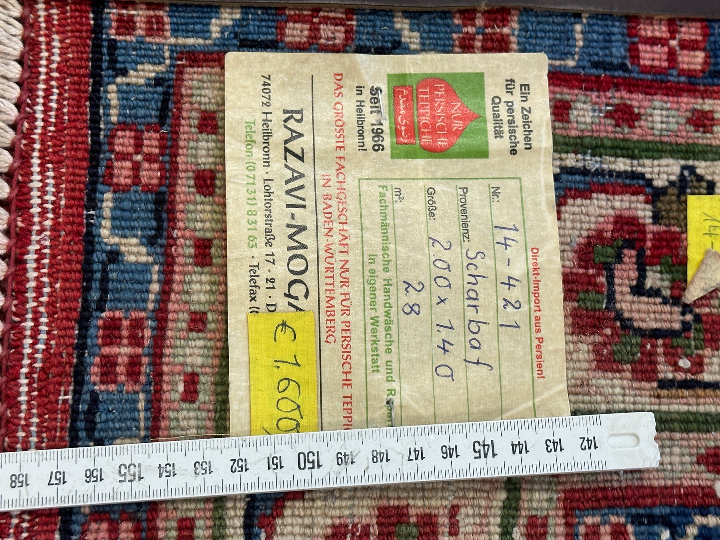 Handgeknüpfter Perser Orientteppich Scharbaf 200x140 cm