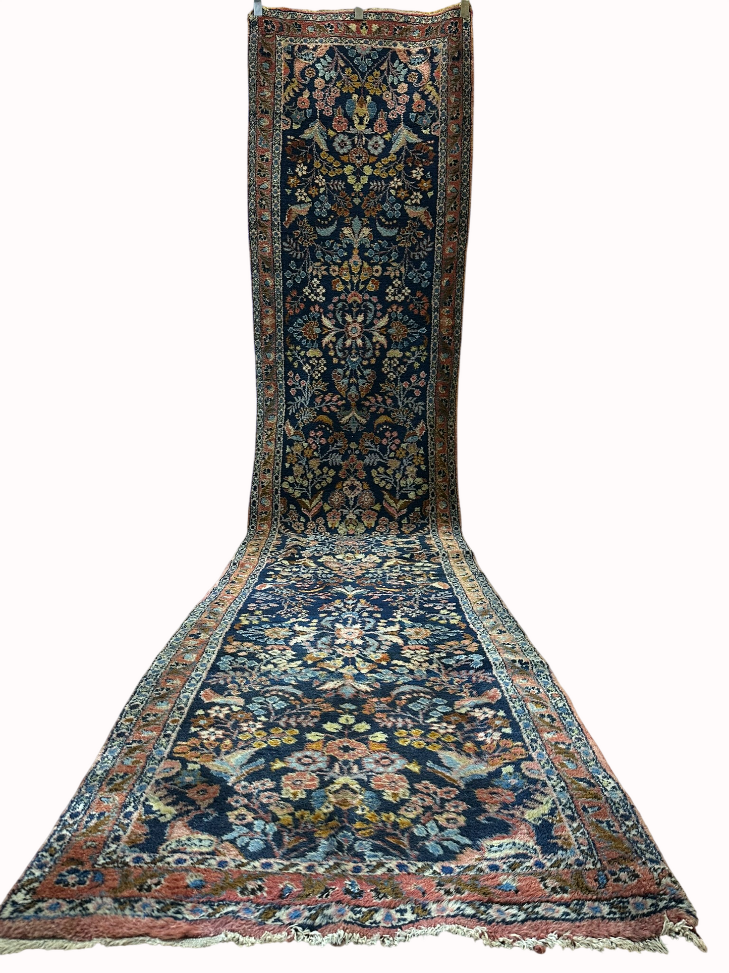 Orientteppich handgeknüpft 403x84 cm antik Malayer Stil