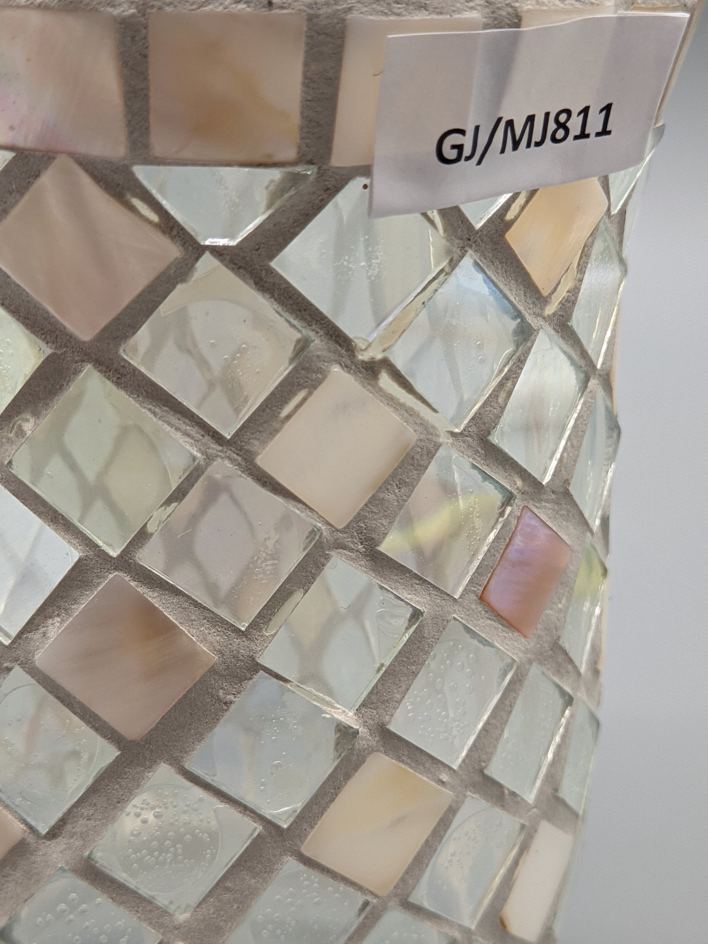 Stilvolles Mosaik Windlicht Elegantes Handarbeit mit Perlmutt-Optik