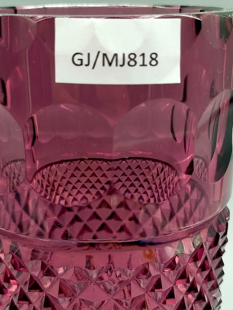 Edle Kristall Glas Vase in Violett – Elegantes Zylinder Design