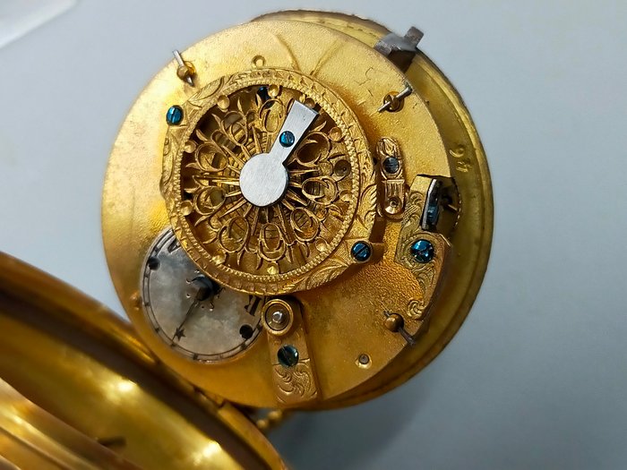Luxus Seltene Taschenuhr 18K Gold Tascheuhr Adam & Eva 1949
