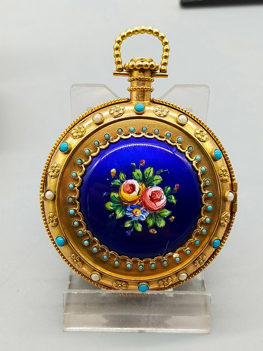 Luxus Seltene Taschenuhr 18K Gold Tascheuhr Adam & Eva 1949