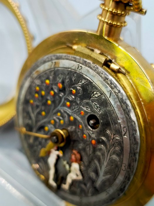 Luxus Seltene Taschenuhr 18K Gold Tascheuhr Adam & Eva 1949