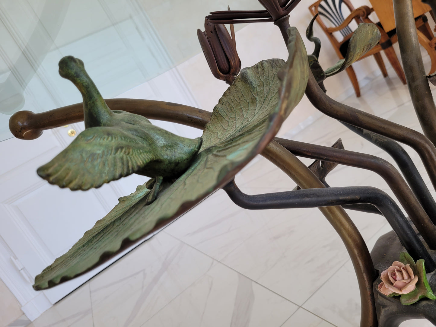 Schwerer Art Deco, Designer Bronze Tisch mit Facettenschliff