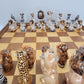 Jungla Chess Set, Porzellan Statuen Schachspiel, Tiere - Im Regency Stil