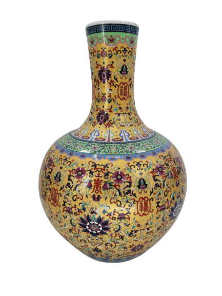 Asiatische Cloisonne Vase Unterseite gestempelt Handarbeit Höhe 54cm