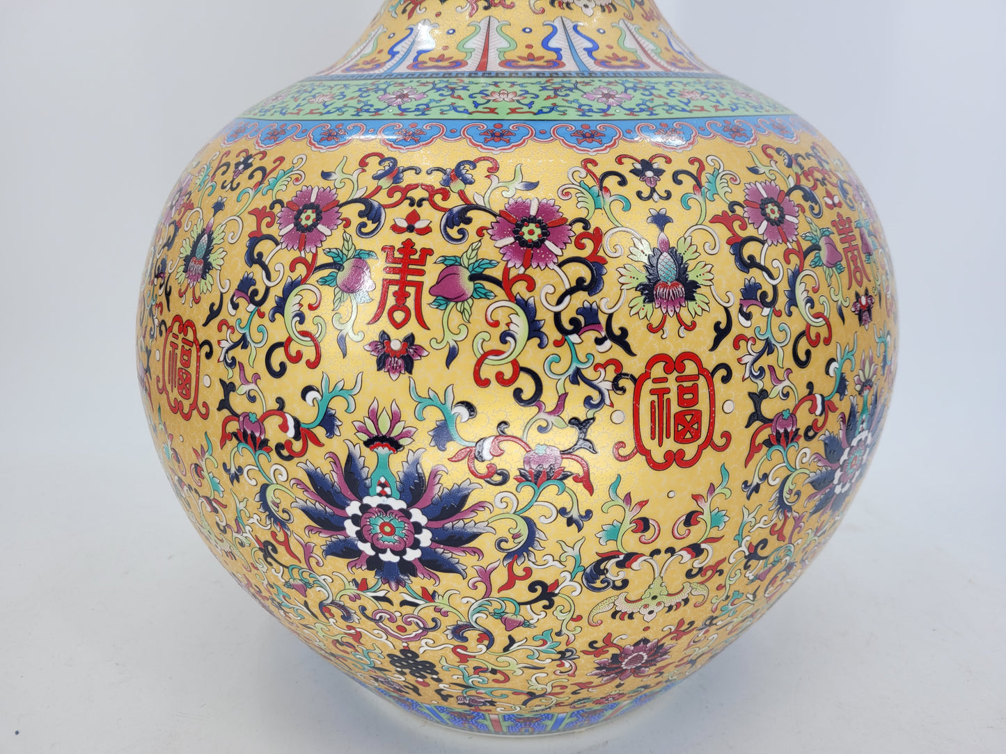 Asiatische Cloisonne Vase Unterseite gestempelt Handarbeit Höhe 54cm