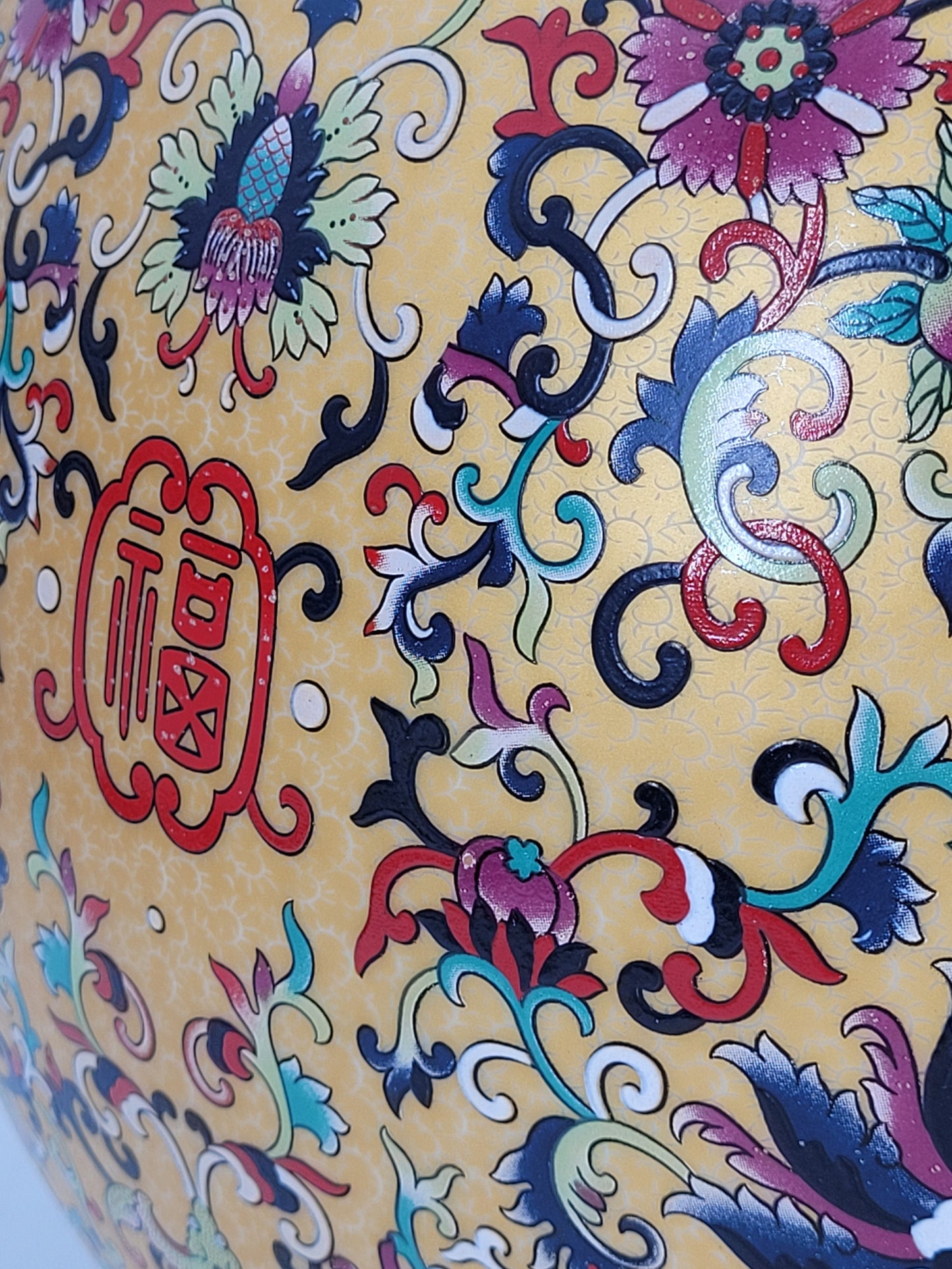 Asiatische Cloisonne Vase Unterseite gestempelt Handarbeit Höhe 54cm