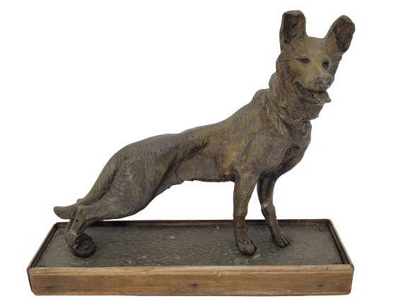 Antike Bronze Skulptur, Schäferhund