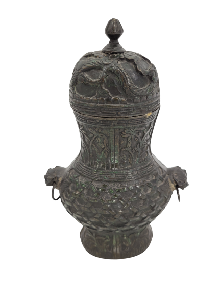 Antikes asiatisches Bronze Gefäß Trinkflasche Qing-Dynastie