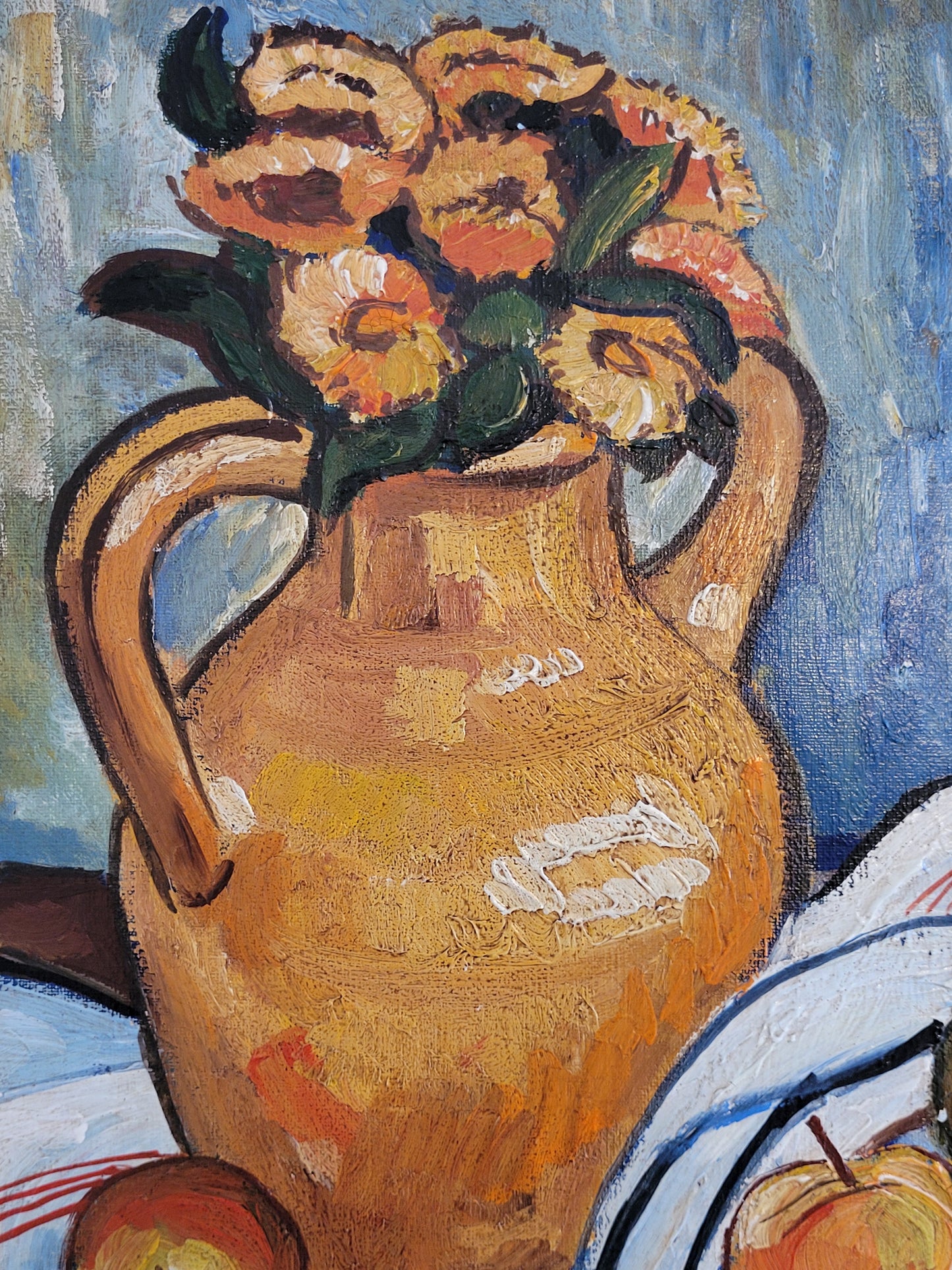 Viebrock (XX) Ölgemälde Moderne Malerei Stillleben Früchte mit Vase