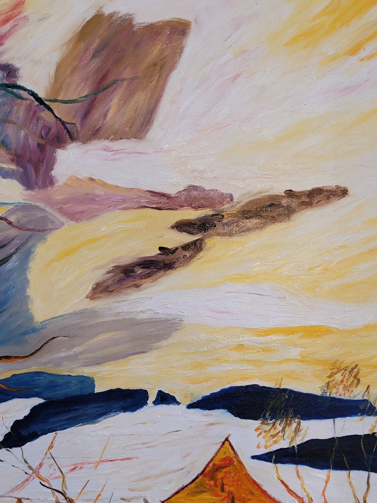 S.W. (XX) Ölgemälde Impressionistische Landschafts Szenerie 76x86cm