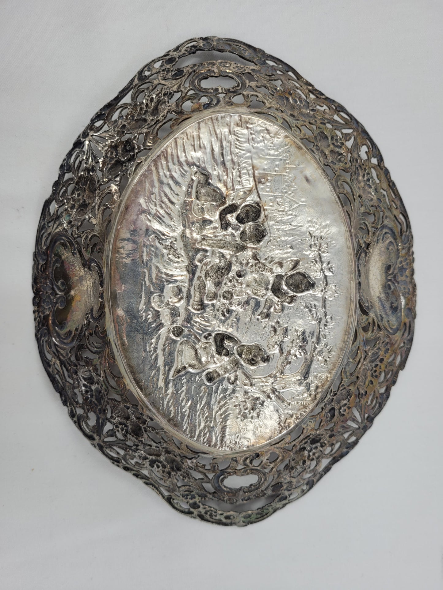 Jugendstil Zierschale, 800er Silber Halbmond mit Krone