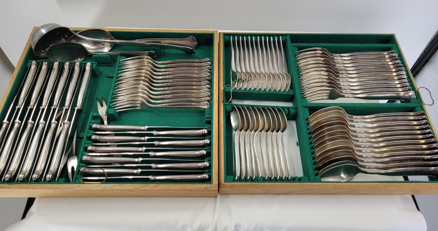 Prunus Großes Silber Besteck Set, 90er Auflage Versilbert 85 Teile