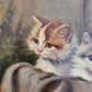 Benno Kögl (1892-1969) Ölgemälde Vier Kätzchen und ein Schmetterling