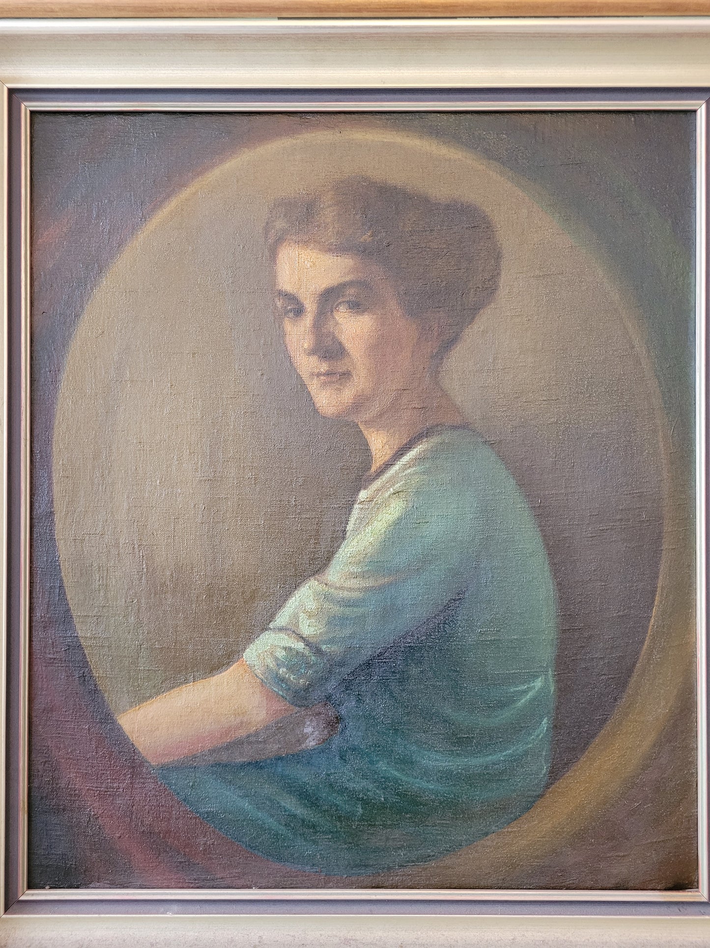 Europäische Schule (XX) Ölgemälde Portrait einer Dame 87x77cm