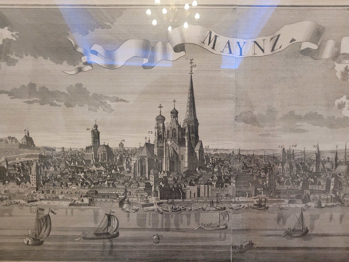 Johann Friedrich Probst (1721-1781) Original Radierung Ansicht Mainz