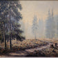 Europäische Schule (XX) Ölgemälde Handsigniert Waldlandschaft 82x92cm